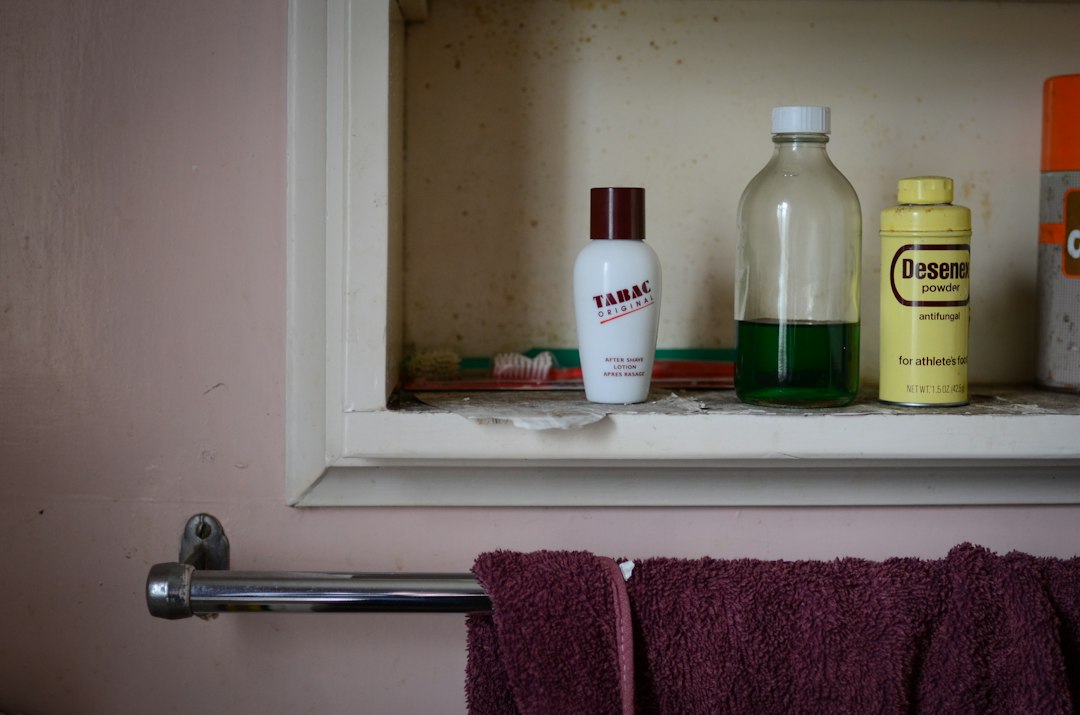 Small bathroom storage with organized shelves