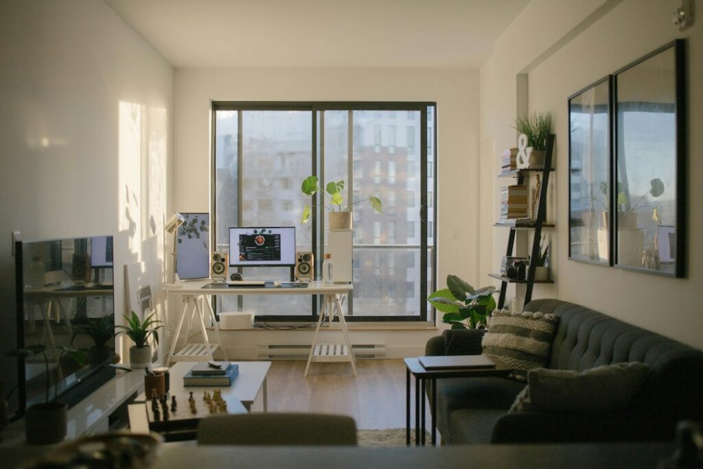 Organized small apartment living room